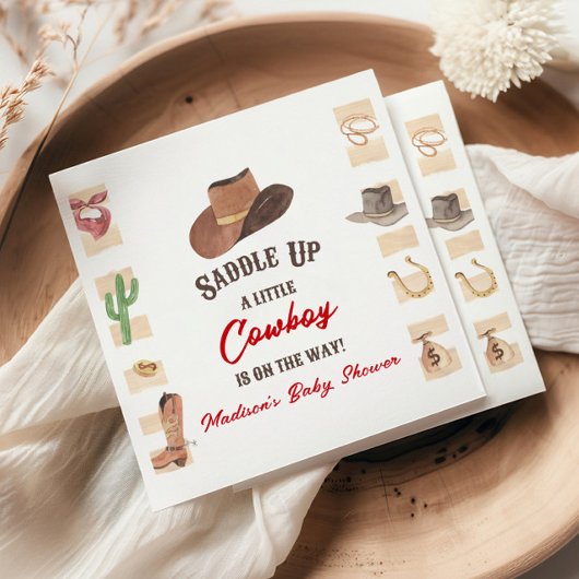 カウボーイウェスタンロデオワイルドウェスト赤ちゃんシャワー スタンダードランチョンナプキン