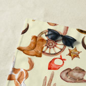 カウボーイウェスタンロデオ女性のカーボーイパーソナライズされた名 ビーチタオル (インサイチュ)