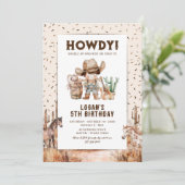 カウボーイウェスタンロデオ子供の誕生日招待状 招待状 (スタンド正面)