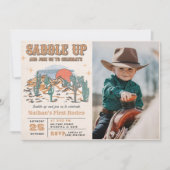 カウボーイウェスタンロデオ1st誕生日パーティー写真 招待状 (正面)