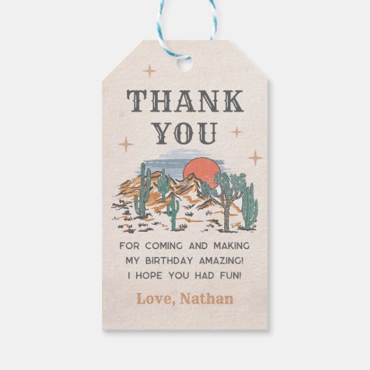 カウボーイウェスタンロデオ1st誕生日 ギフトタグ (裏面)