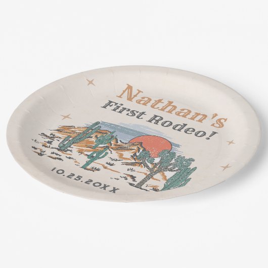 カウボーイウェスタンロデオ1st誕生日 ペーパープレート (アングル)