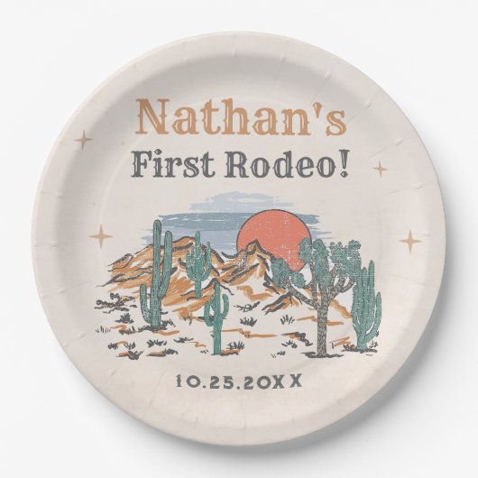 カウボーイウェスタンロデオ1st誕生日 ペーパープレート (正面)