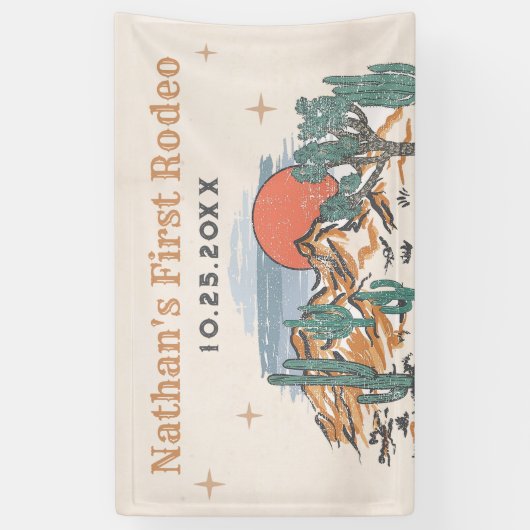 カウボーイウェスタンロデオ1st誕生日 横断幕 (縦)