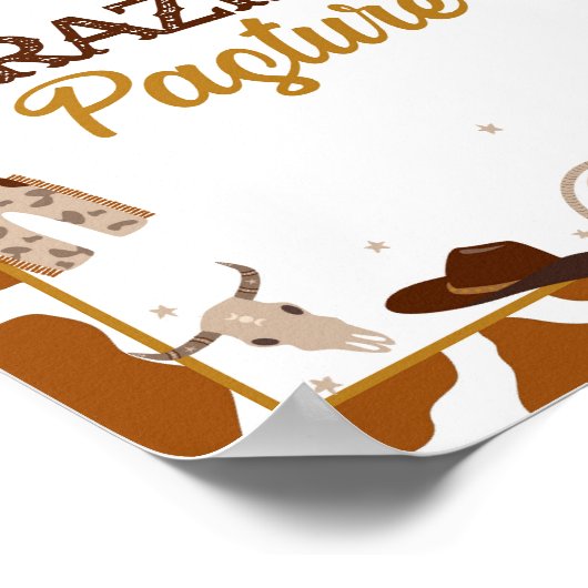 カウボーイウェスタン放牧牧草地の看板 ポスター (角)