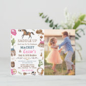 カウボーイウェスタン素朴バースデーパーティーの写真 招待状 (スタンド正面)