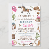 カウボーイウェスタン素朴バースデーパーティーへの招待 招待状 (正面)