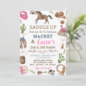 カウボーイウェスタン素朴バースデーパーティーへの招待 招待状 (スタンド正面)