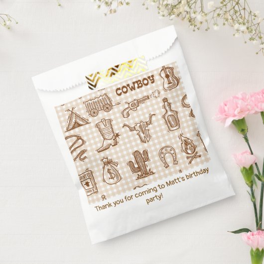 カウボーイウェスタン誕生日パーティーギンガム フェイバーバッグ (封をした状態)