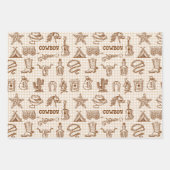 カウボーイウェスタン誕生日パーティーギンガム ラッピングペーパーシート (正面2)