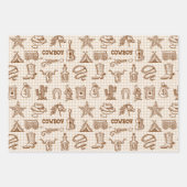 カウボーイウェスタン誕生日パーティーギンガム ラッピングペーパーシート (正面)