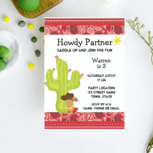 カウボーイウェスタン誕生日招待状 招待状