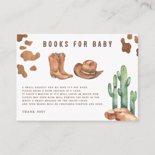カウボーイウェスタン赤ちゃんシャワーベビー エンクロージャーカード (正面)