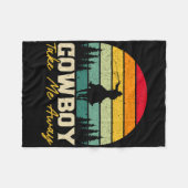 カウボーイウェスタン遠くにロデオホーセック乗馬1 フリースブランケット (正面(横))