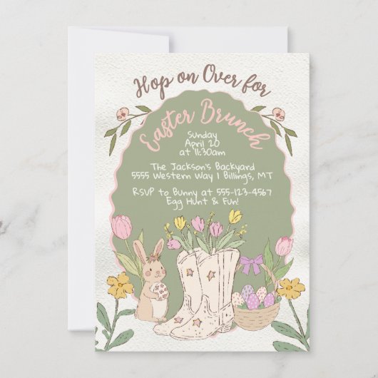 カウボーイウエスタンイースターブランチ卵狩りパーティー 招待状 (正面)