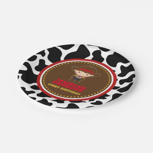 カウボーイウエスタンオールドウェスト誕生日 ペーパープレート (アングル)