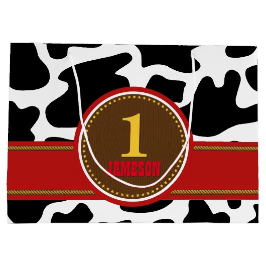 カウボーイウエスタンオールドウェスト誕生日 ラージペーパーバッグ (裏面)