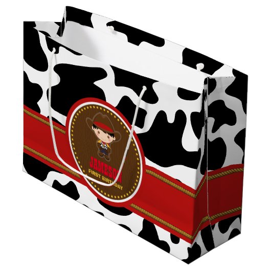 カウボーイウエスタンオールドウェスト誕生日 ラージペーパーバッグ (正面アングル)