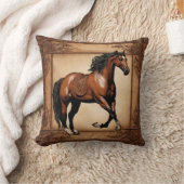 カウボーイウエスタンカントリーエクエストリアンブラウンホース クッション (ブランケット)