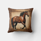 カウボーイウエスタンカントリーエクエストリアンブラウンホース クッション (裏面)