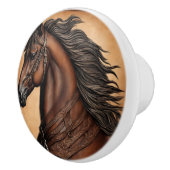 カウボーイウエスタンカントリーエクエストリアンブラウンホース セラミックノブ (右)