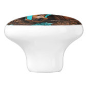 カウボーイウエスタンカントリーターコイズブラウンホース セラミックノブ (側面)