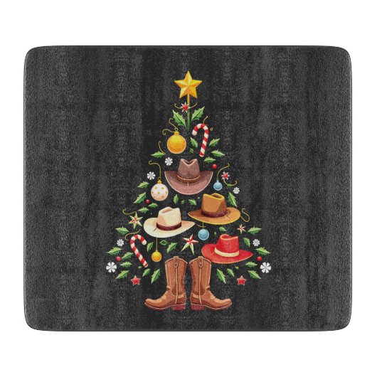 カウボーイウエスタンクリスマスツリーサンタ カッティングボード (正面)