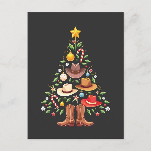 カウボーイウエスタンクリスマスツリーサンタ ポストカード (正面)