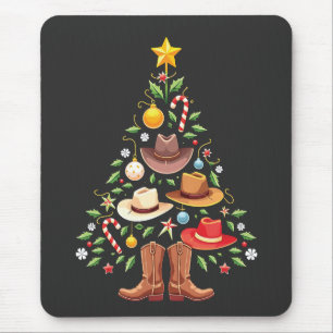 カウボーイウエスタンクリスマスツリーサンタ マウスパッド