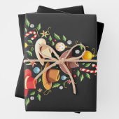 カウボーイウエスタンクリスマスツリーサンタ ラッピングペーパーシート (インサイチュ)