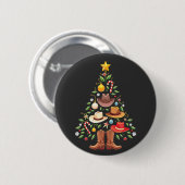 カウボーイウエスタンクリスマスツリーサンタ 缶バッジ (正面&裏面)