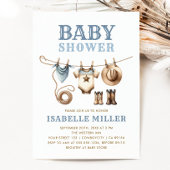 カウボーイウエスタンクロセスライン男の赤ちゃんベビーシャワー 招待状