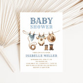 カウボーイウエスタンクロセスライン男の赤ちゃんベビーシャワー 招待状