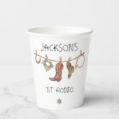 カウボーイウエスタンクロセスライン誕生日 紙コップ (裏面)