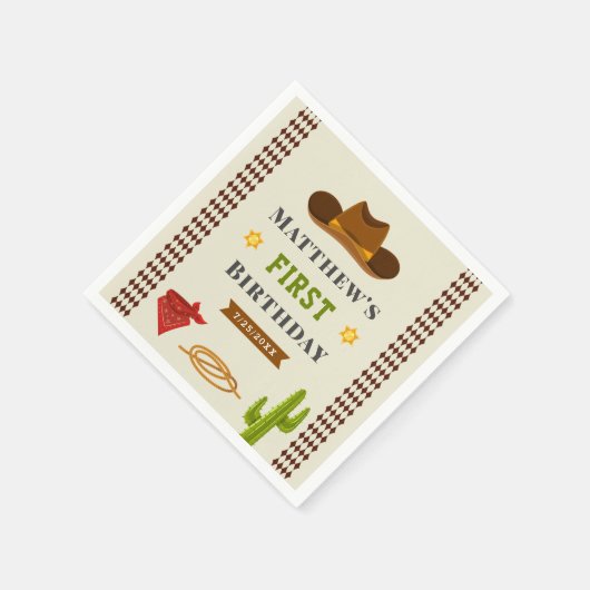 カウボーイウエスタンサロン男の赤ちゃんワイルドウエスト誕生日 スタンダードカクテルナプキン (角)