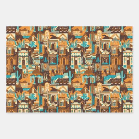 カウボーイウエスタンデザートブラウン ラッピングペーパーシート (正面2)