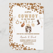 カウボーイウエスタンブラウンプレイドベビーシャワー招待状 招待状 (正面/裏面)