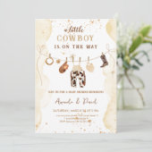 カウボーイウエスタンブラウンプレイドベビーシャワー招待状 招待状 (スタンド正面)
