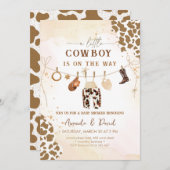 カウボーイウエスタンブラウンプレイドベビーシャワー 招待状 (正面/裏面)