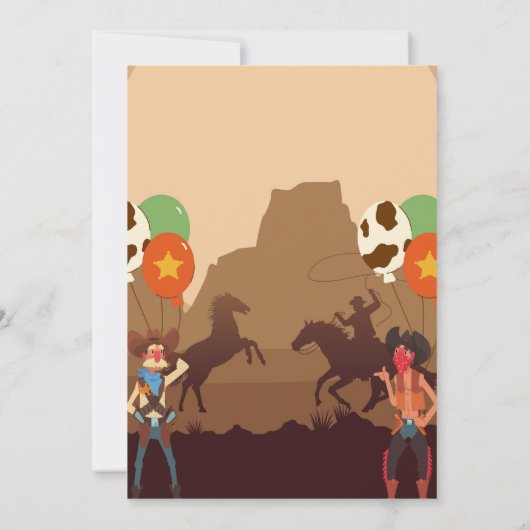 カウボーイウエスタンホース誕生日テーマインビタオン 招待状 (裏面)