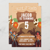 カウボーイウエスタンホース誕生日テーマインビタオン 招待状 (正面/裏面)