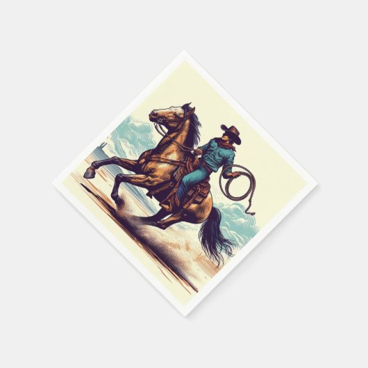 カウボーイウエスタンホース誕生日 スタンダードカクテルナプキン (角)