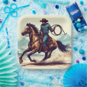 カウボーイウエスタンホース誕生日 ペーパープレート (パーティー)