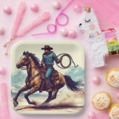 カウボーイウエスタンホース誕生日 ペーパープレート (パーティー)