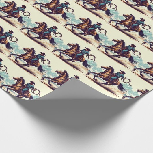 カウボーイウエスタンホース誕生日 ラッピングペーパー (角)