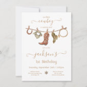 カウボーイウエスタンボーイクロセスライン誕生日パーティー 招待状 (正面)