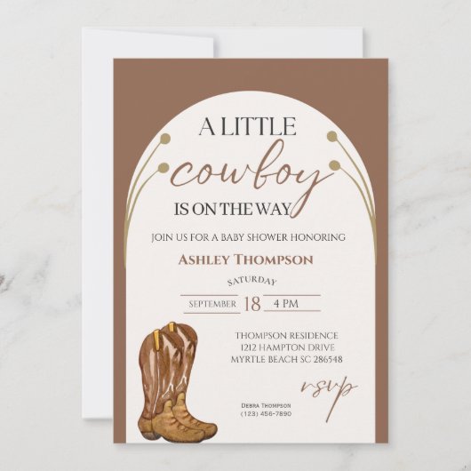 カウボーイウエスタンボーイベビーシャワー招待状 招待状 (正面)