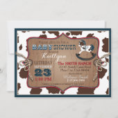 カウボーイウエスタンロッキングホースベビーシャワー 招待状 (正面)
