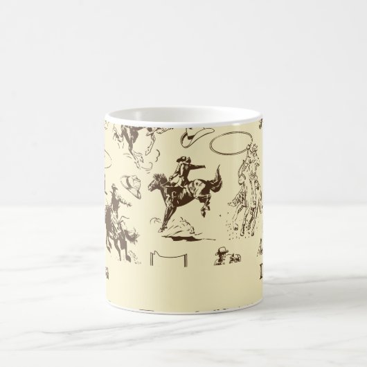 カウボーイウエスタンロデオウズホース名前をカスタムする コーヒーマグカップ (中央)