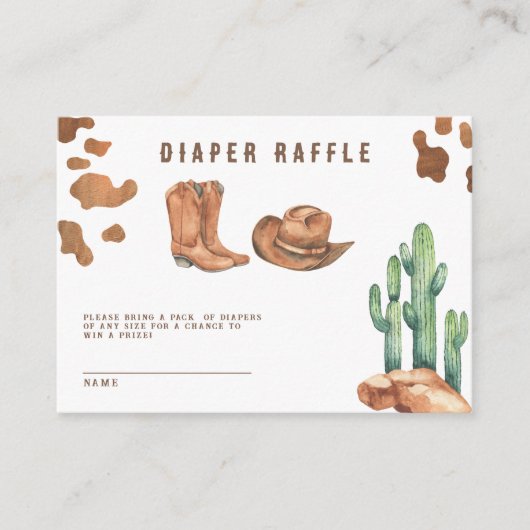 カウボーイウエスタンロデオオムツラッフルチケット エンクロージャーカード (正面)